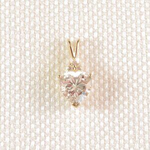 Diamonique Valentine Heart Pendant 14K Gold